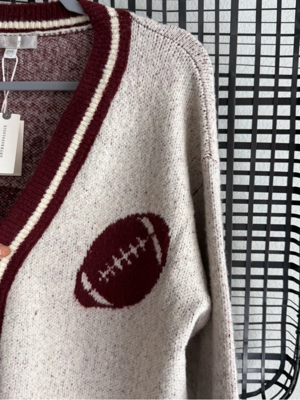 Anthropologie Flat White Game Day Cardigan Sweater - Picture 4 of 8